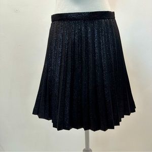 J. Crew Pleated Shimmer Black Flared Skater Skirt Women’s size 6